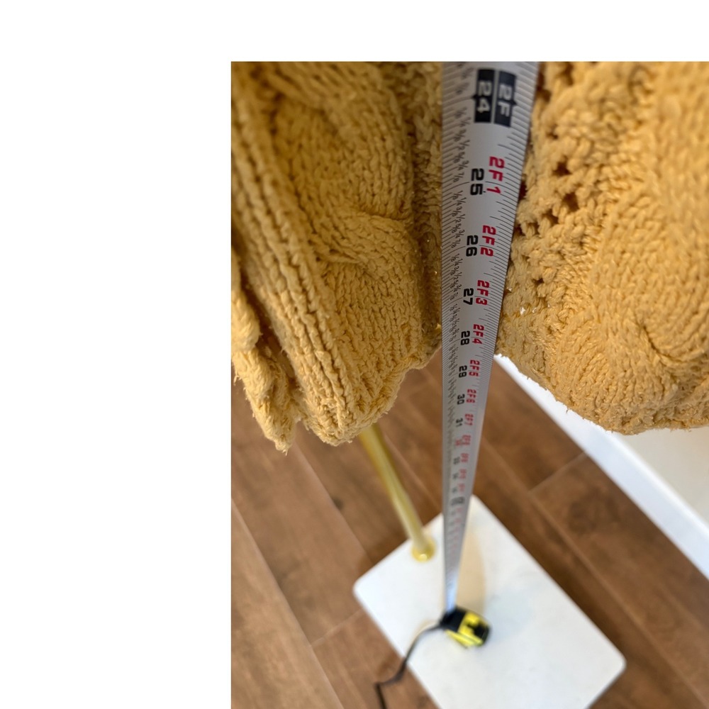 London Fog VTG Women's Silk Cotton Cable Knit Cardigan Butter Yellow L Grandpa - Picture 5 of 5